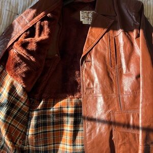 Men’s M Shepler’s Leather Jacket with Plaid Lining